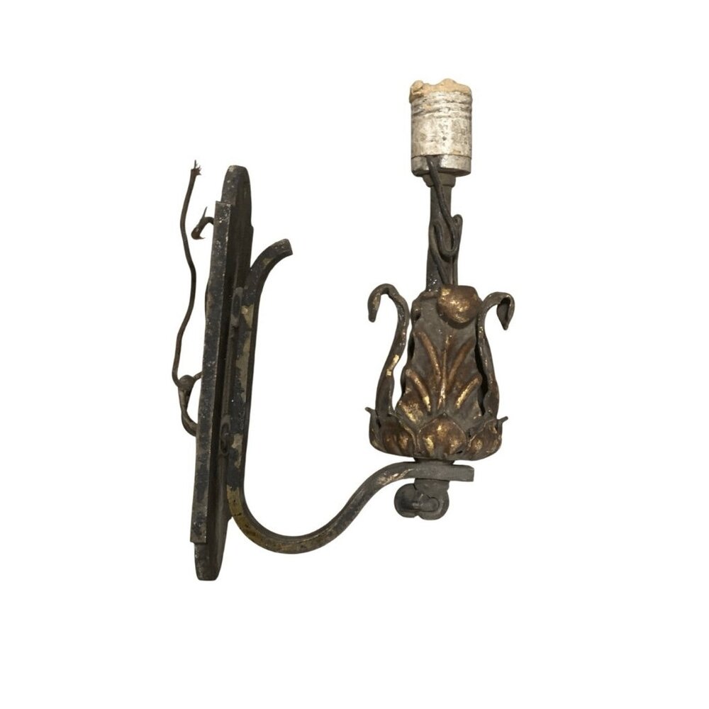 Antique Acanthus Greek Baroque Style Wall Sconce One Light for repair